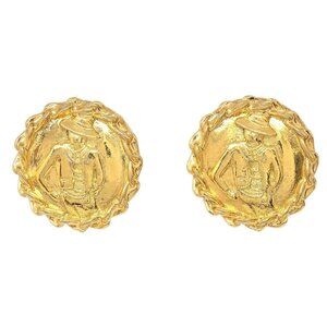 Chanel Button Clip-On Earrings Gold 117062